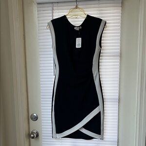a'gaci Black and White Colorblock Mini Dress